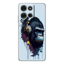 Чехол с Обезьянами Motorola Moto G15 - (AlphaPrint) (Горилла в наушниках)