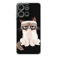 Чехол с принтом для Motorola Moto G15 (AlphaPrint) Модные коты (Грустный кот)