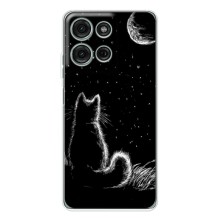 Чехол с принтом для Motorola Moto G15 (AlphaPrint) Модные коты (Котик и луна)