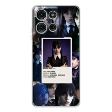 Чехлы Венсдей на Motorola Moto G15 Уэнсдей (AlphaPrint) (коллаж Уэнздей)