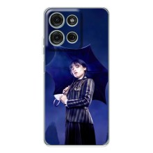 Чехлы Венсдей на Motorola Moto G15 Уэнсдей (AlphaPrint) (Уэнздей с зонтом)