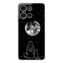 Чехол с рисунком кот на Motorola Moto G15 (Девушка с котом)