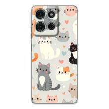 Чехол с рисунком кот на Motorola Moto G15 (Коллаж котов)
