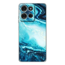 Мраморный чехол на Motorola Moto G15 (VPrint) (Голубой мрамор)