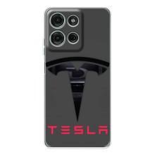 Силіконовий бампер з картинкою машини на Motorola Moto G15 (Logo TESLA)