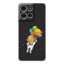 Силиконовый Чехол с принтом "Космонавты" на Motorola Moto G15 – Космонавт с шариками