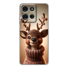 Яркий чехол для Motorola Moto G15 с Зимними Оленятами – Олень в свитере