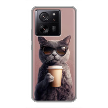 Чехол с принтом стильные животные для Мо Motorola Мо G17 Пауэр 
 – Кот с кофе