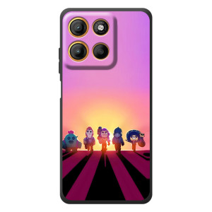Силіконовый Чохол на Motorola Moto G17 Power з картинкою Brawl Stars (Персонажі на заході сонця)