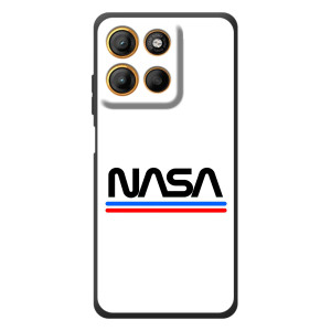 Силіконовый бампер з принтом "Наса" на Motorola Moto G17 – NASA на білому тлі