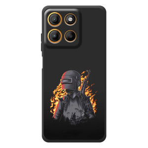Силиконовый чехол с картинкой "Герой Pubg" на Motorola Moto G17 (В огне)