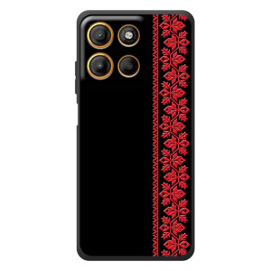 Силіконовый Чохол на Motorola Moto G17 з картинкой Вишиванки (Вишиванка на чорному)