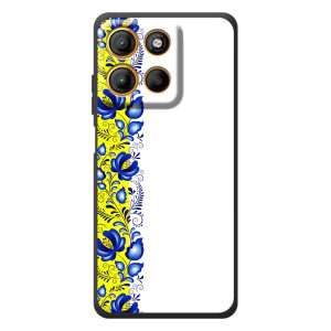 Силіконовый Чохол на Motorola Moto G17 з картинкой Вишиванки (Жовто-біла вишиванка)