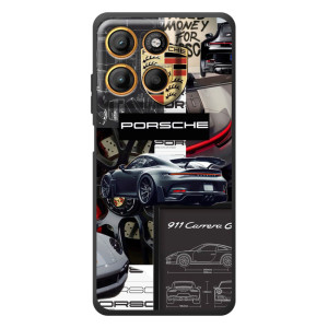 Чехол с авто Порше для Motorola Moto G17 – Коллаж Порше