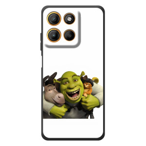 Друкований чохол з принтом Шрек для Motorola Moto G17 – Шрек осел і кіт