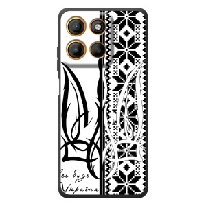 Чехол с украинским гербом на Motorola Moto G17 – Герб с вишивкой