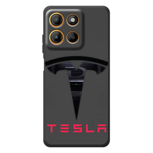 Силиконовый бампер с картинкой машины на Motorola Moto G17 (Logo TESLA)
