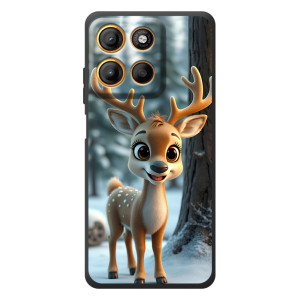 Яркий чехол для Motorola Moto G17 с Зимними Оленятами
