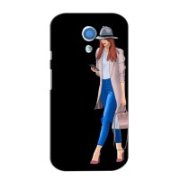 Чехол с картинкой Модные Девчонки Motorola Moto G2 (Девушка со смартфоном)