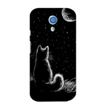 Чехол с принтом для Motorola MOTO G2 (AlphaPrint) Модные коты – Котик и луна