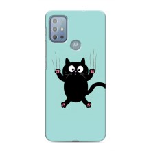 Чехол с милыми котиками на Мото G20 (Черный кот)