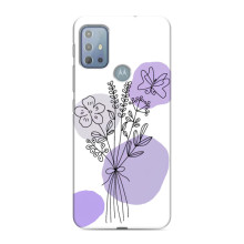 Силиконовый чехол с принтом в цветах на Motorola MOTO G20 – Фиолетовый букет