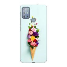 Чехлы с тематикой "ЦВЕТЫ" на Motorola MOTO G20 (Цветок-мороженное)
