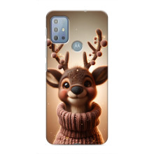 Яскравий чохол для Motorola MOTO G20 з Зимові Оленята (Олень в светрі)