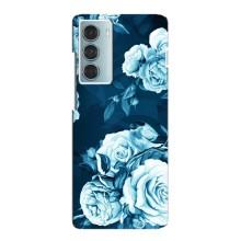 Чехлы (ART) Цветы на Motorola MOTO G200 (VPrint) (Голубые Бутоны)