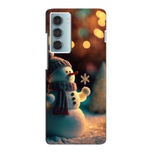 Чехлы на Новый Год Motorola MOTO G200 (Снеговик праздничный)