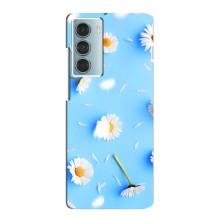 Чохол з Квітами для Motorola MOTO G200 (ромашки на блакитному)