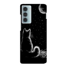 Чехол с принтом для Motorola MOTO G200 (AlphaPrint) Модные коты (Котик и луна)