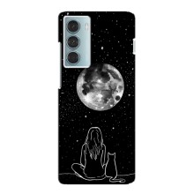 Чехол с рисунком кот на Motorola MOTO G200 (Девушка с котом)