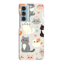 Чехол с рисунком кот на Motorola MOTO G200 (Коллаж котов)