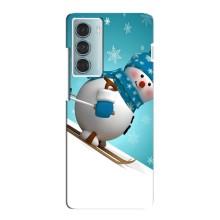 Новогодние Чехлы для Мото G200 (VPrint) (Снеговик на лыжах)