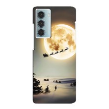 Новогодние, Праздничные Чехлы для Motorola MOTO G200 - 2024 год (Санта на луне)