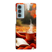 Чехол с уникальным дизайном «Осень с кофе» для Motorola MOTO G200 – Кофе и дождь