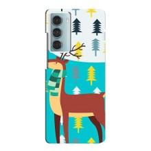 Силиконовый бампер с картинкой животных для Motorola MOTO G200 (Олень с шарфом)