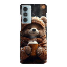 Печатный чехол «Зверята с кофе» для Motorola MOTO G200 – Мишка с кофе
