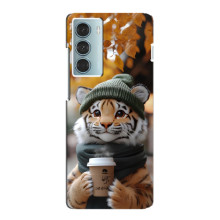 Печатный чехол «Зверята с кофе» для Motorola MOTO G200 – Тигр с кофе