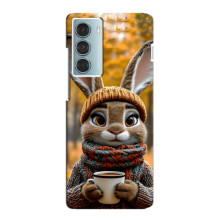 Печатный чехол «Зверята с кофе» для Motorola MOTO G200 – Зайчик с кофе