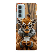 Печатный чехол «Зверята с кофе» для Motorola MOTO G200 – Жираф с кофе