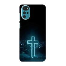 Чехол для Motorola MOTO G22 (AlphaPrint) - (Христианские) (Крест и город)
