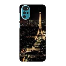 Чехол Эйфелева Башня для Motorola MOTO G22 - (AlphaPrint) (Ночной Париж)