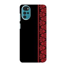 Силиконовый Чехол на Motorola MOTO G22 с картинкой Вышиванки (Вышиванка на черном)