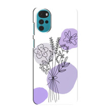 Силиконовый чехол с принтом в цветах на Motorola MOTO G22 – Фиолетовый букет