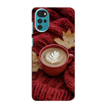 Чехол с уникальным дизайном «Осень с кофе» для Motorola MOTO G22 – Кофе на пледе