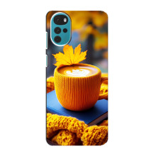 Чехол с уникальным дизайном «Осень с кофе» для Motorola MOTO G22 – Кофе с жёлтым