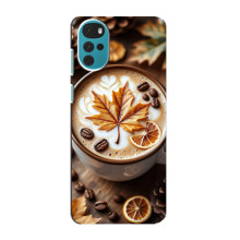 Чехол с уникальным дизайном «Осень с кофе» для Motorola MOTO G22 – Пряный кофе