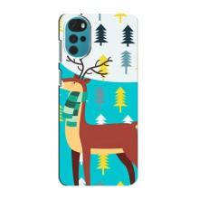 Силиконовый бампер с картинкой животных для Motorola MOTO G22 (Олень с шарфом)